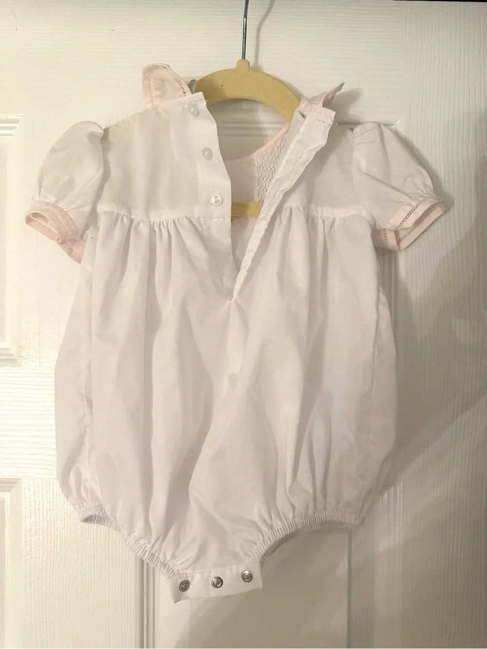 Classic Pink Smocked Baby One-Piece